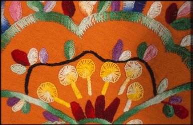 Tivaevae tataura, tiare (flowers) pattern, by Mareta Matamua (detail)