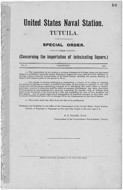 Special Order ( Concerning the Importation of intoxicating liquors), Order No. 10