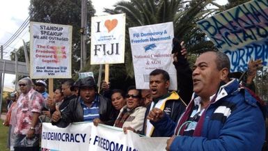 Bainimarama's first trip to Australian since 2006 marked by protest