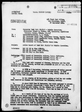 COMTASK-UNIT 32.15.6 - Rep of Demolition Ops in the Invasion of Peleliu Is, Palau Is, 9/8-26/44