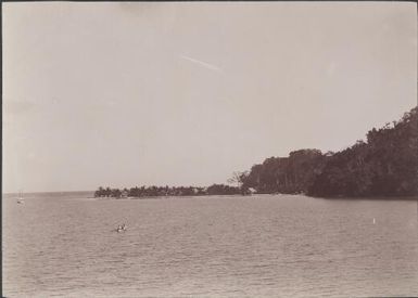 The settlement at Mara-na-tabu, viewed from the anchorage, Solomon Islands, 1906 / J.W. Beattie