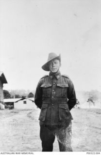 Informal outdoor portrait of N268232 Private Rufus Alexander Lucas who enlisted in 3 Battalion on 26 November 1941 and served in the Middle East and New Guinea (Owen Stanley Ranges and Kokoda ..