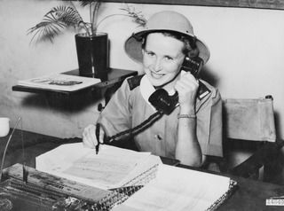 1943-04-01. AUSTRALIAN NURSES IN NEW GUINEA. MATRON N. MARSHALL OF SYDNEY, N.S.W. IN HER OFFICE AT AN AUSTRALIAN GENERAL HOSPITAL IN NEW GUINEA. (NEGATIVE BY N. BROWN)