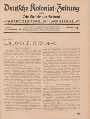 Deutsche Kolonial-Zeitung, 47. Jg. 1. November 1935, Heft 11.