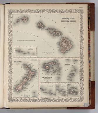 Colton's Hawaiian Group or Sandwich Islands. New Zealand. Viti Group or Feejee Islands. Tonga or Friendly Is. Samoan or Navigators Is. Society Islands. Marquesas or Washington Is. Galapagos Islands. Surveyed by the U. S. Exploring Expedition, 1839-1841. Published By G. W & C. B. Colton & Co., No. 172 William St. New York.