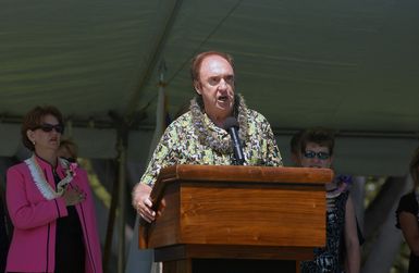 Mr. Jim Nabors sings the National Anthem during the Change of Command and Retirement Ceremony for US Air Force (USAF) General (GEN) William J. Begert, Commander of Pacific Air Forces (PACAF), Hickam Air Force Base (AFB), Hawaii (HI)