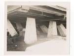 View of R Cambridge's house foundations after earthquake, Kokopo, New Guinea, 1947