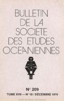 Bulletin de la Société des Études Océaniennes numéro 209