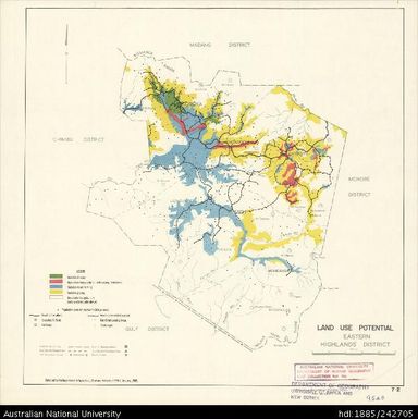 Papua New Guinea, Land Use Potential Eastern Highlands District, Sheet 7.2, 1969, 1:1 584 000