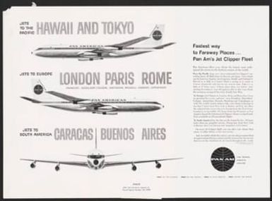 Fastest way to Faraway Places...Pan Am's Jet Clipper Fleet
