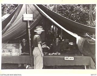 PILA PILA, RABAUL, NEW BRITAIN. 1945-09-26. THE BRIGADE SIGNAL OFFICE, 4 INFANTRY BRIGADE SIGNAL SECTION, 11 DIVISION SIGNALS