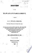 Motion in the Hawaiian Parliament to release John Ricord, Esquire, His Majesty's attorney general, from a debt standing against him in the books of the King's Treasury, since June, 1847, respectfully recommended to the Legislature of 1854