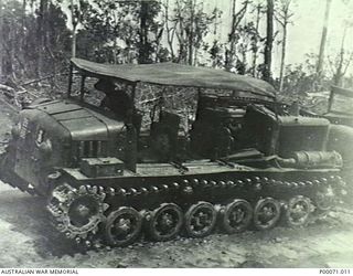 BOUGAINVILLE ISLAND, SOLOMON ISLANDS, 1945-09. JAPANESE TRACTOR CAPTURED BY 29TH BRIGADE, MOBILE SECTION