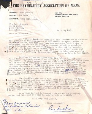 Letter to Ron Crocombe