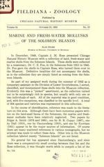 Marine and fresh-water mollusks of the Solomon Islands