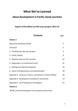 What we've learned about development in Pacific island countries Vol 1