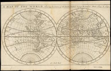 A new voyage round the world : describing particularly the Isthmus of America, several coasts and islands in the West Indies, the Isles of Cape Verd, the passage by Terra del Fuego, the South Sea coasts of Chili, Peru, and Mexico; the isle of Guam one of the Ladrones, Mindanao, and other Philippine and East-India islands near Cambodia, China, Formosa, Luconia, Celebes, &c. New Holland, Sumatra, Nicobar Isles, the Cape of Good Hope, and Santa Hellena. Their soil, rivers, harbours, plants, fruits, animals, and inhabitants. Their customs, religion, government, trade, &c. / by William Dampier.