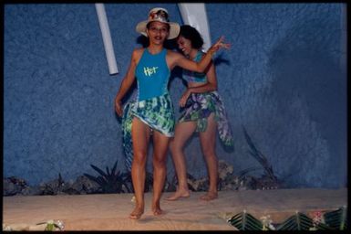 Women parading in swimwear on stage, Niue