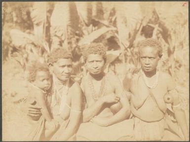 Three women, one with a child, Manus Island, Papua New Guinea, probably 1916