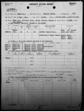 VMSB-231 - ACA Reports Nos 236-243 - Air operations against the Marshall Islands, 5/2-31/45