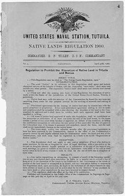 Native Lands Regulation 1900, Order No. 4, Regulation to Prohibit the Alienation of Native Land In Tutuila and Manua.