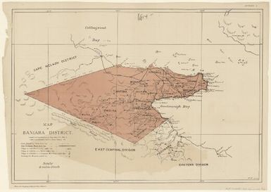 Map of Baniara District / compiled from patrol sketches by A. Liston Blyth, P.O., 1914-15 ; latest Gwoira information from S.A. Hooper, February, 1915