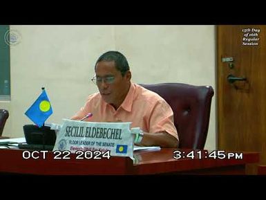 Palau National Congress | 11th OEK, The Senate 15th Day of 16th Regular Session