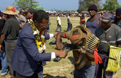 Destroying guns in Solomon Islands