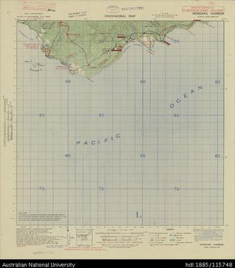 Papua New Guinea, New Britain, Rondahl Harbor, Provisional map, Sheet B56/6, 608, 1943, 1:63 360