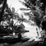 Canoe bay at lagoon shore