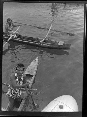 Welcoming reception for TEAL (Tasman Empire Airways Limited) passengers, Papeete, Tahiti