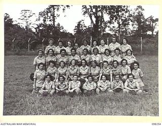 LAE, NEW GUINEA. 1945-10-10. CAMP STAFF OF AUSTRALIAN WOMEN'S ARMY SERVICE BARRACKS, IN THEIR CAMP AREA