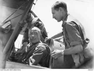 CAPE WOM, WEWAK AREA, NEW GUINEA. 1945-09-14. FOLLOWING HIS FORMAL SURRENDER TO MAJOR GENERAL H.C.H. ROBERTSON, GENERAL OFFICER COMMANDING 6 DIVISION ON 13 SEPTEMBER, LIEUTENANT GENERAL H. ADACHI, ..