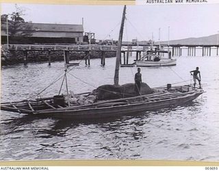 PORT MORESBY - NATIVE TWIN-RIGGER. RAAF SURVEY FLIGHT. (NEGATIVE BY N. TRACY)