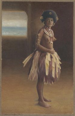 Mai, a Papuan woman wearing a grass skirt, Port Moresby, Papua, 1921 / Sarah Chinnery