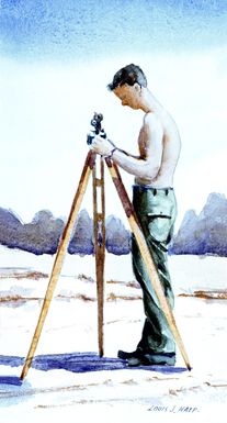 Artwork: "Seabee Surveyor, Guam" Artist: Louis J. Kaep, #23. Courtesy U.S. Navy Combat Air Center