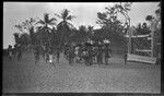 Motu people dancing in costume near dubu platform, at Gaile, Central Province