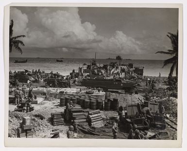 Supplies Pour Ashore at Kwajalein