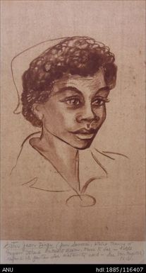 Sister Jean Dingu (from Samarai, started training at Ferguson Island Methodist Mission, thence to Lae - holds responsible position Lae maternity ward, Lae Gov Hospital N.G.)