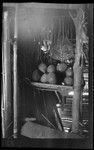 Shrine with skulls and sculpture in central portion of long Kaimari men's house