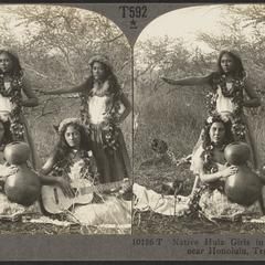 Hula dancers and musicians
