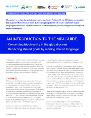 An introduction to the MPA guide - Conserving biodiversity in the global ocean ; reflecting shared goals by refining shared language