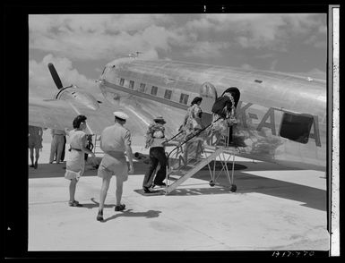 Boarding aircraft, Aitutaki, Cook Islands