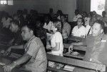 Assembly of the Pacific conference of Churches in Chepenehe, 1966 : French representatives with the interpreter