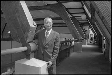 Photograph of the Rev Pepe Nokise at Nokise House, Constable Street, Newtown, Wellington