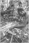 Folofo'u, secondary priest of Kwailala'e, preparing the sacrificial fire