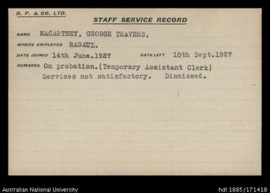 Macartney, Goerge Travers