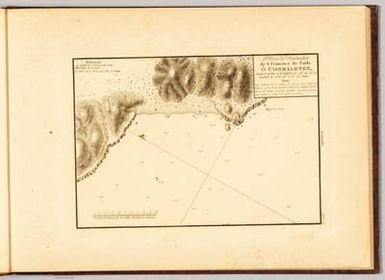 Plano fondeadero de S. Francisco de Paula ò Corraletes, situado el castillo en la latitud N. de 36°. 43'. 30". y en long. de 4°. 09'. 00". al E. de Cadiz.