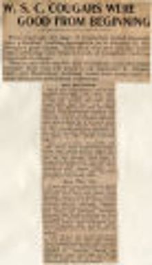 W.S.C. Cougars Were Good From Beginning. Northwest History. State History. Athletics, Cont'd. Football Cont'd. General W.S.C. vs. Gonzaga 1914-1934.