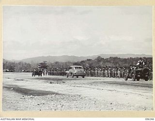 CAPE WOM, NEW GUINEA, 1945-09-13. LIEUTENANT GENERAL H. ADACHI, COMMANDER 18 JAPANESE ARMY IN NEW GUINEA, FORMALLY SURRENDERED TO MAJOR GENERAL H.C.H. ROBERTSON, GENERAL OFFICER COMMANDING 6 ..